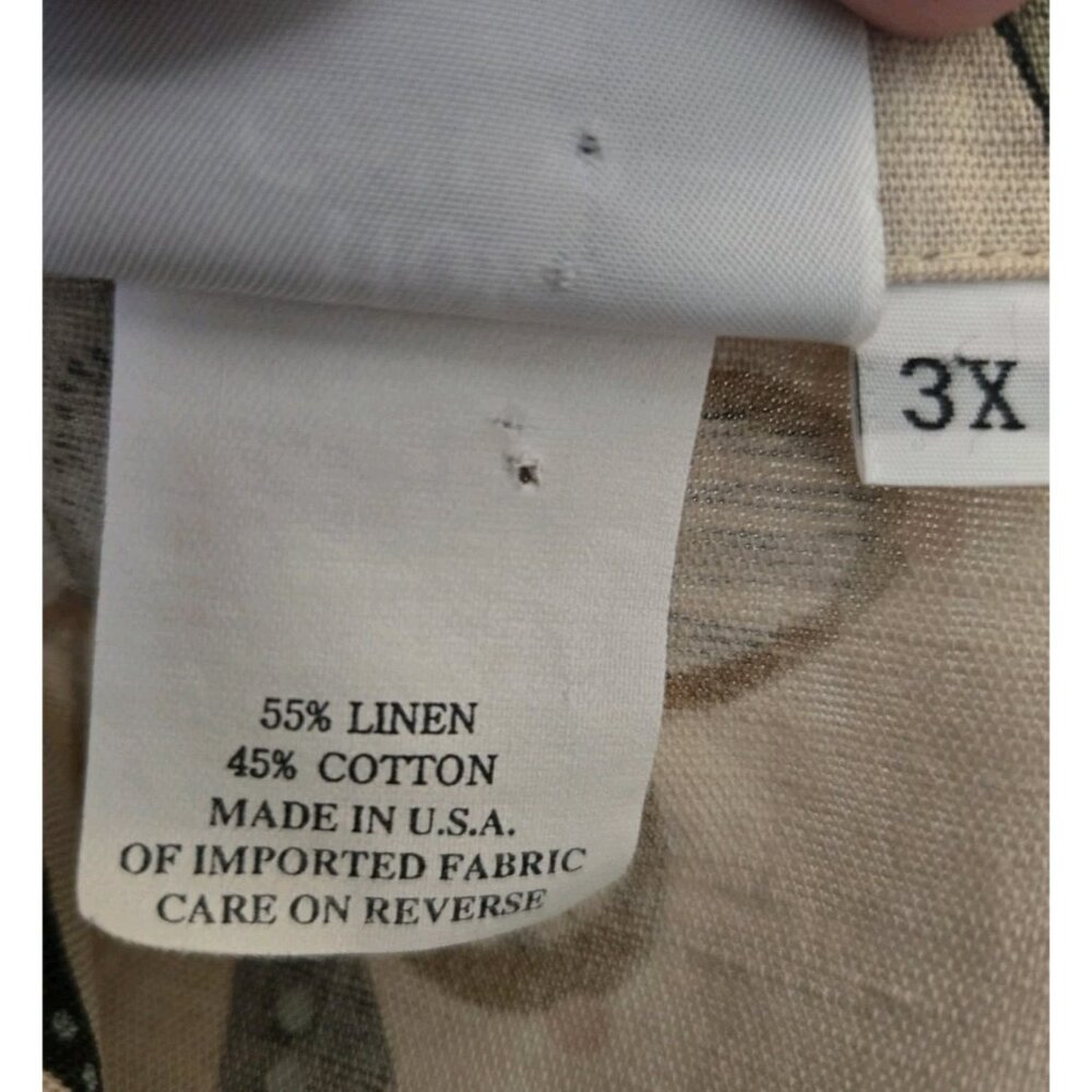Hot Cotton Marc Ware Floral Linen Blend Top 3X Coastal Button Up Short Sleeves - Picture 7 of 7